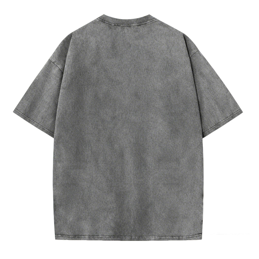 Japanese Style Grumpy Frog Print Washed T-shirt