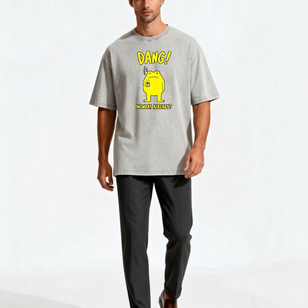 Monday Blues Relatable Frog Acid Washed T-shirt