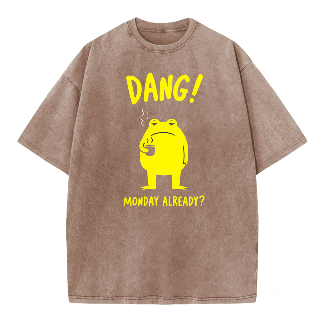 Monday Blues Relatable Frog Acid Washed T-shirt