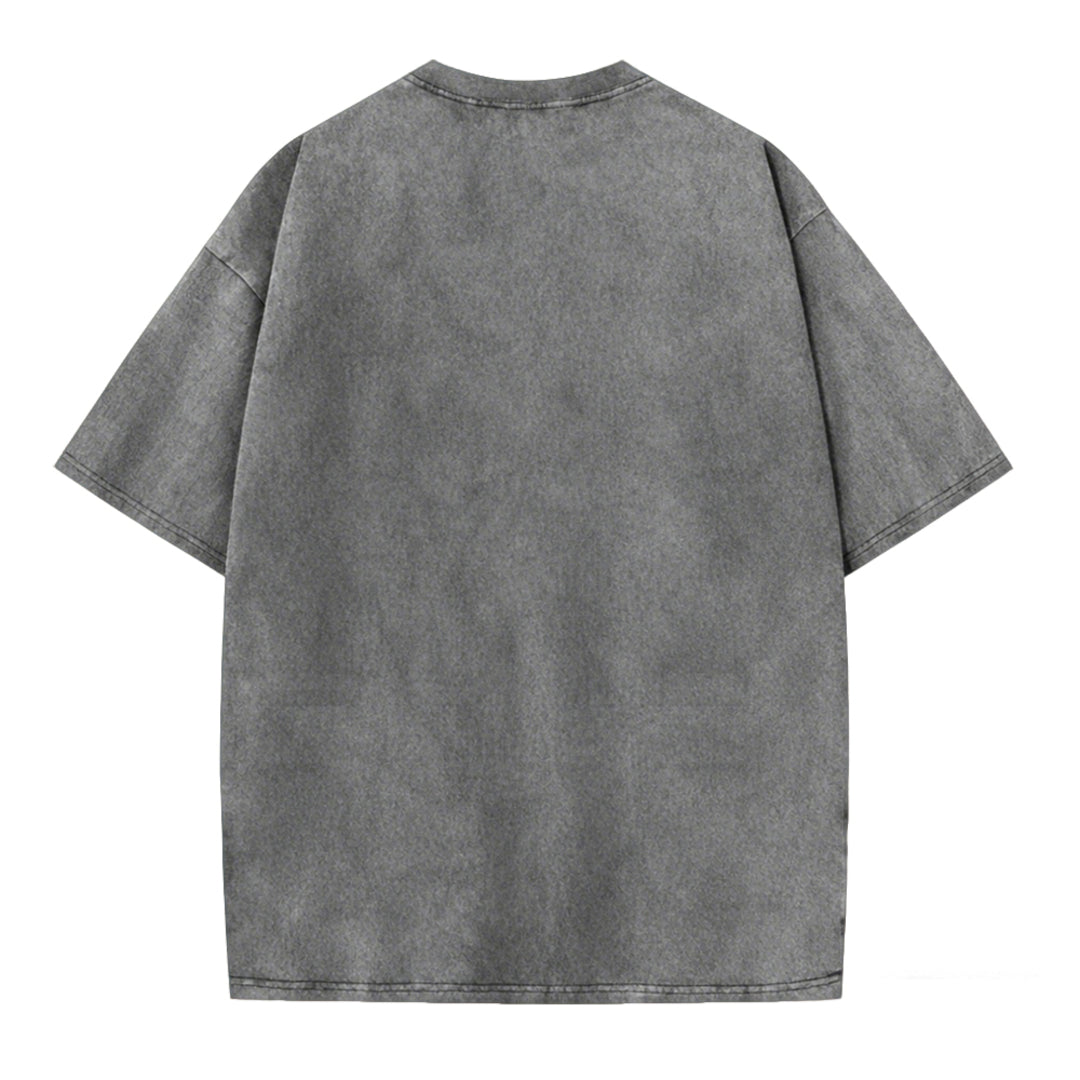 Japanese Style Lucky Frog Funny Print Washed T-shirt